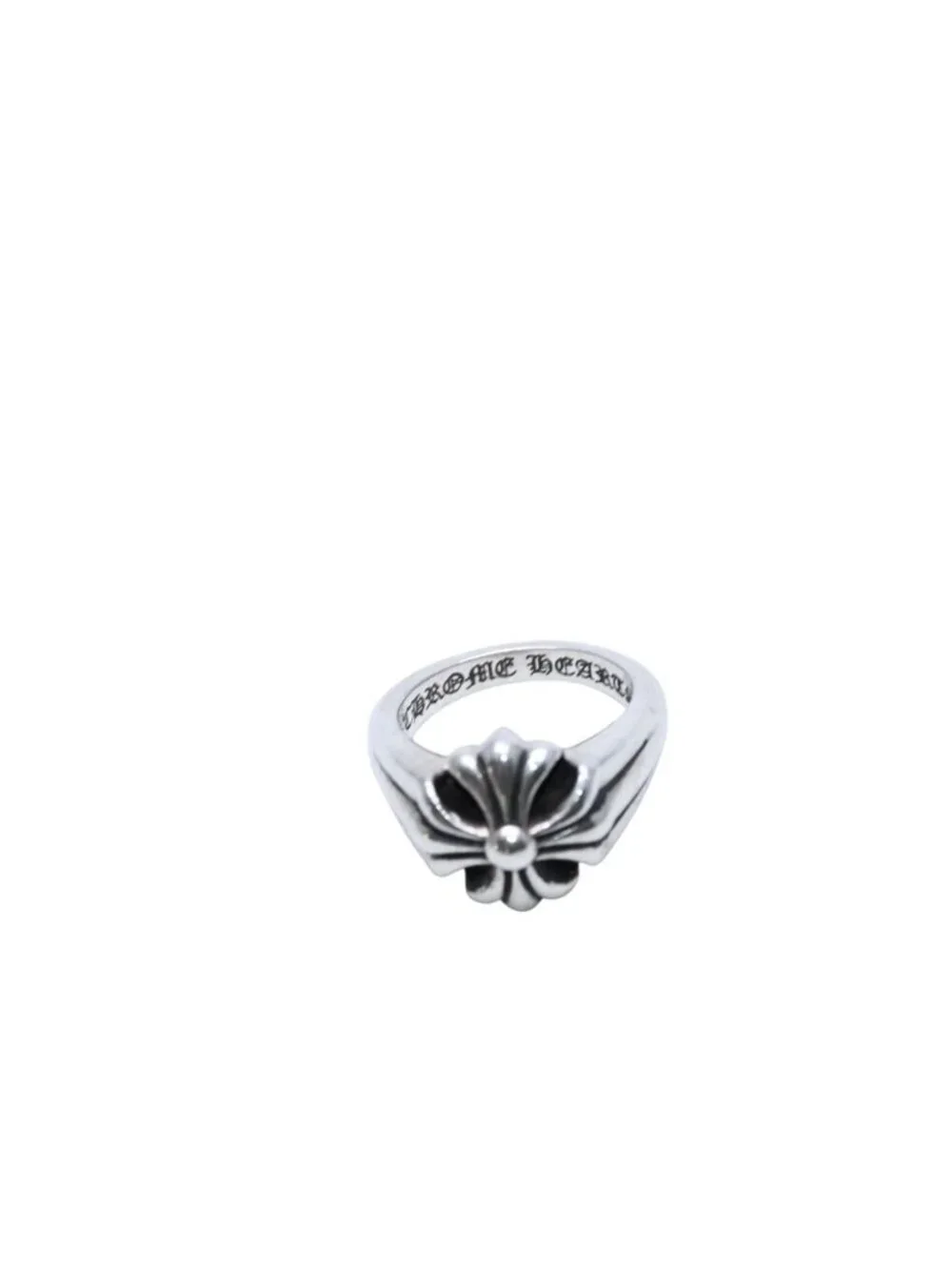 Chrome Hearts Small Cutout CH Plastic Sling Ring 925 Sterling Silver